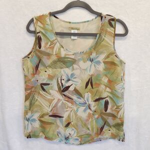 Islander Women's Size Medium Floral Tropical Island Print Tank Top Fully Lined